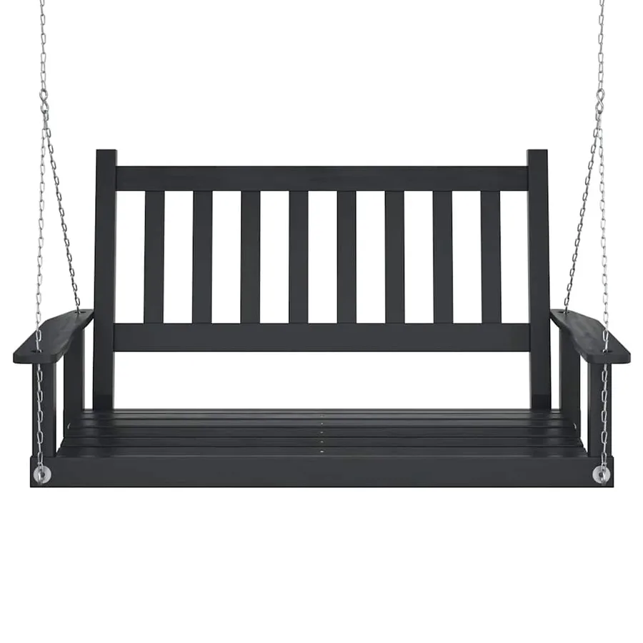 Banc de balançoire de jardin chaînes en métal bois massif sapin - 4