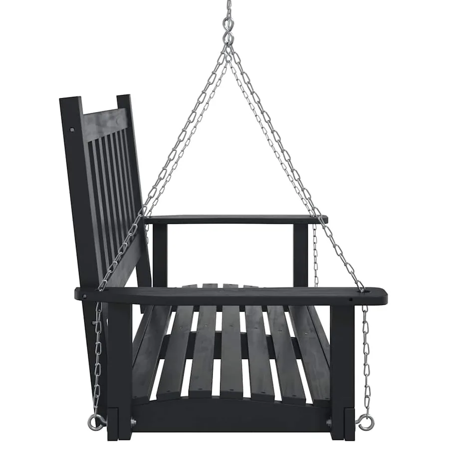 Banc de balançoire de jardin chaînes en métal bois massif sapin - 5