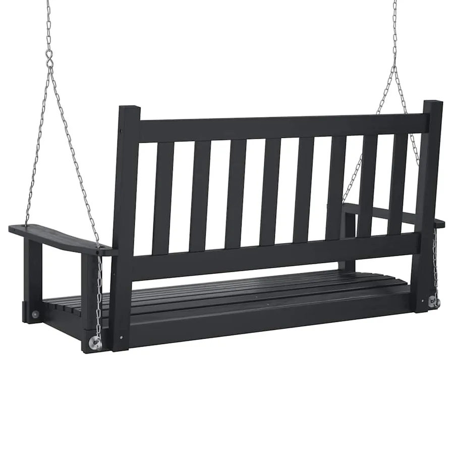 Banc de balançoire de jardin chaînes en métal bois massif sapin - 6