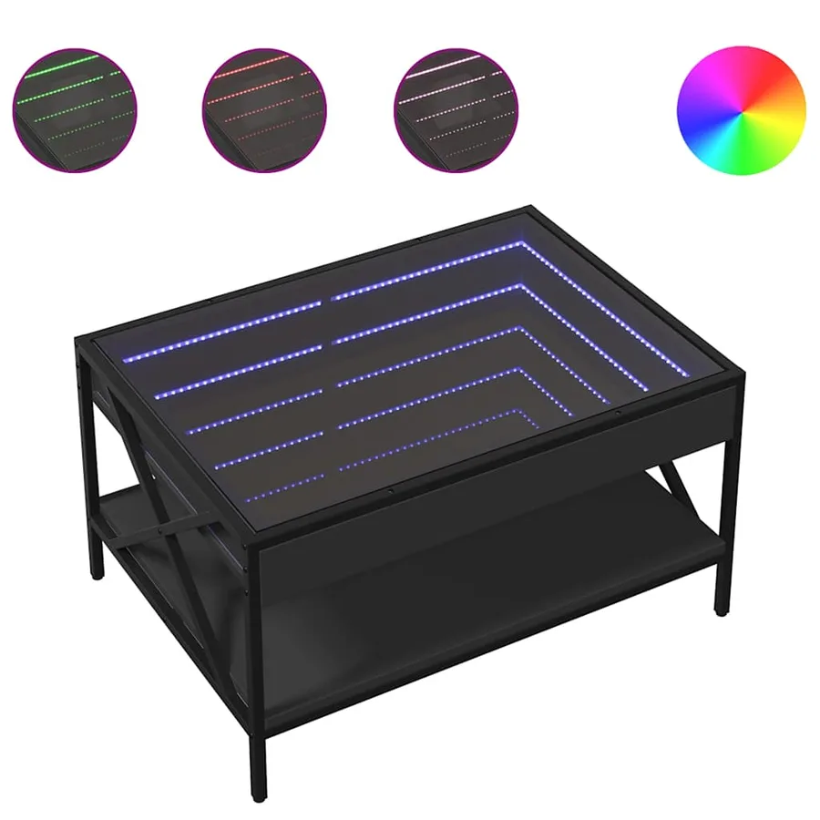 Table basse avec LED infini noir 70x50x38 cm - 2