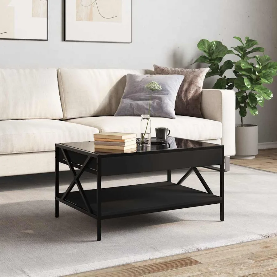 Table basse avec LED infini noir 70x50x38 cm - 4