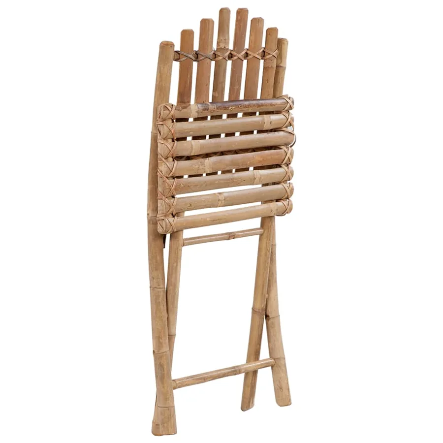 Chaises pliables de jardin lot de 2 avec coussins Bambou - 5