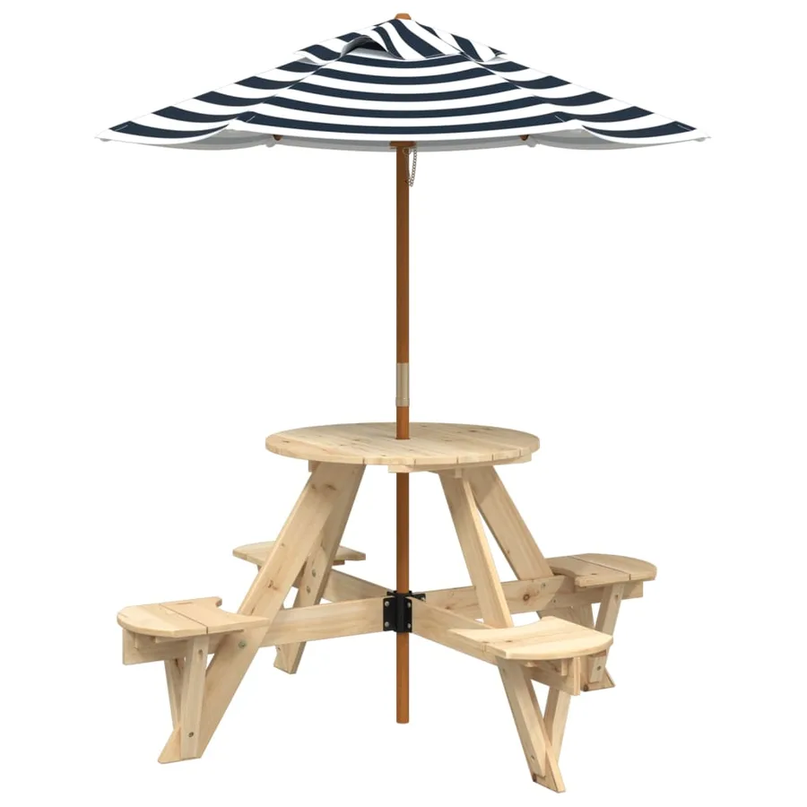 Table de pique-nique pour 4 enfants avec parasol rond sapin - 2