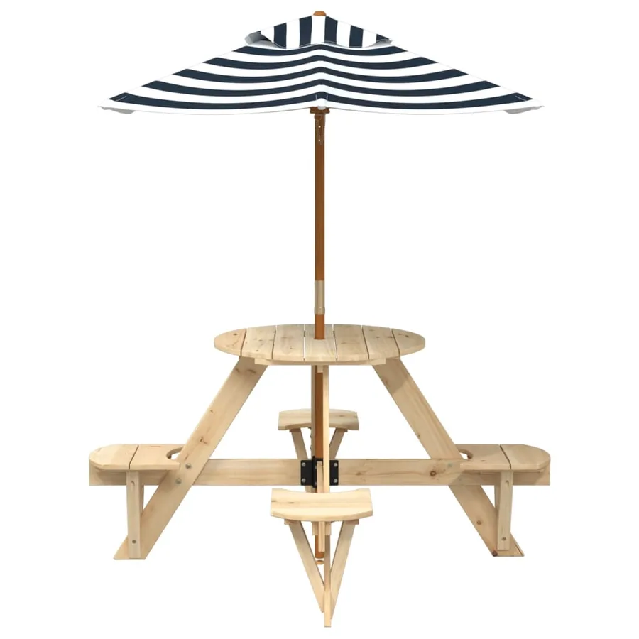 Table de pique-nique pour 4 enfants avec parasol rond sapin - 3