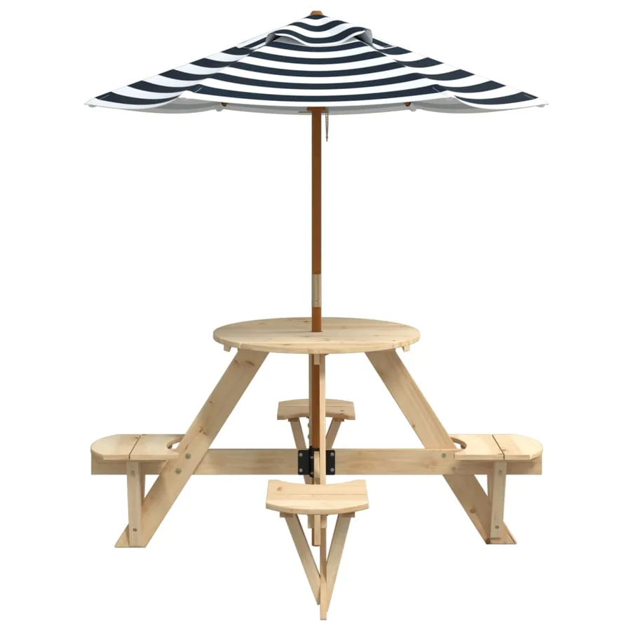 Table de pique-nique pour 4 enfants avec parasol rond sapin - 4