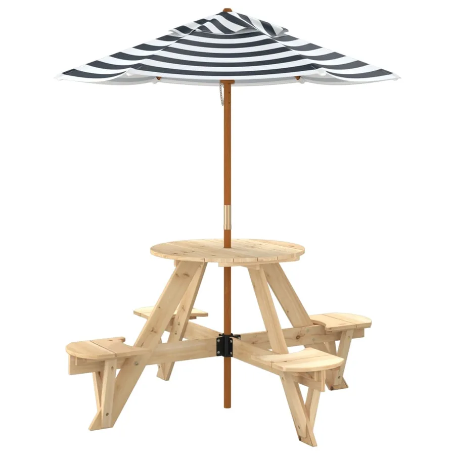 Table de pique-nique pour 4 enfants avec parasol rond sapin - 5