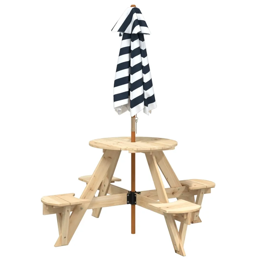 Table de pique-nique pour 4 enfants avec parasol rond sapin - 6