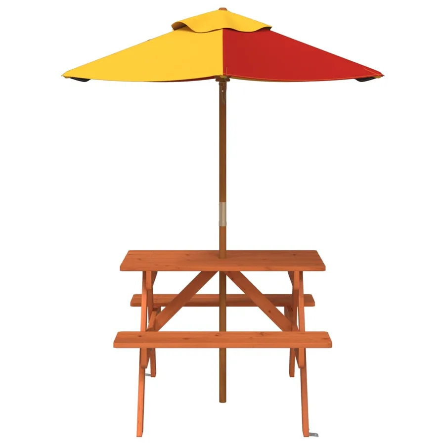 Table de pique-nique pour 4 enfants avec parasol bois de sapin - 3