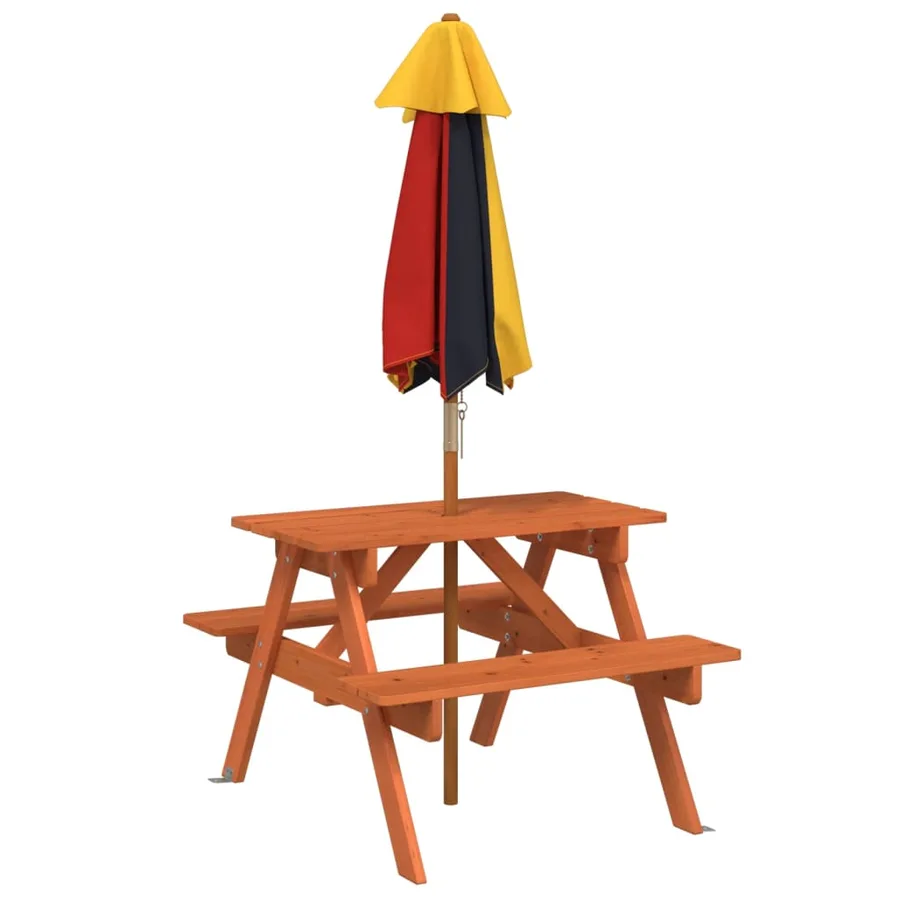 Table de pique-nique pour 4 enfants avec parasol bois de sapin - 6