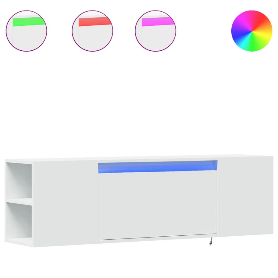 Meuble TV mural avec lumières LED blanc 135x31x39,5 cm - 2
