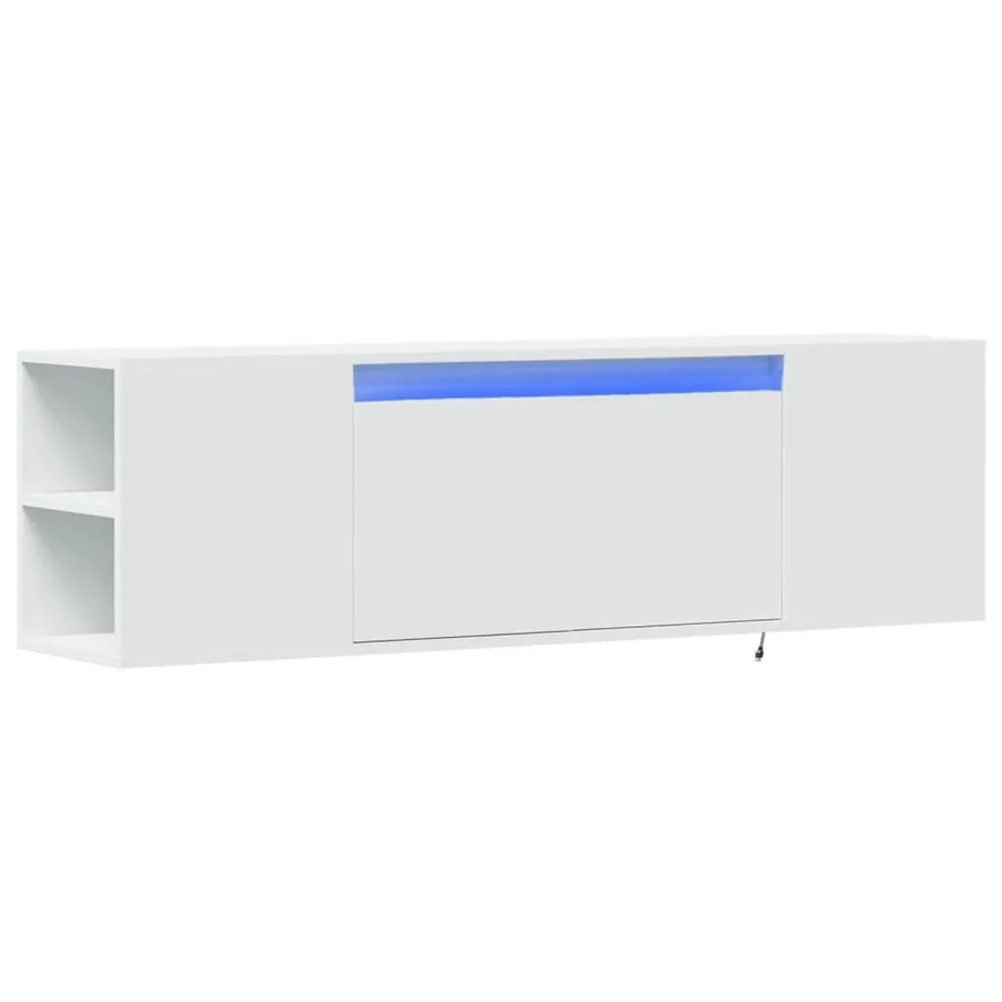 Meuble TV mural avec lumières LED blanc 135x31x39,5 cm - 3