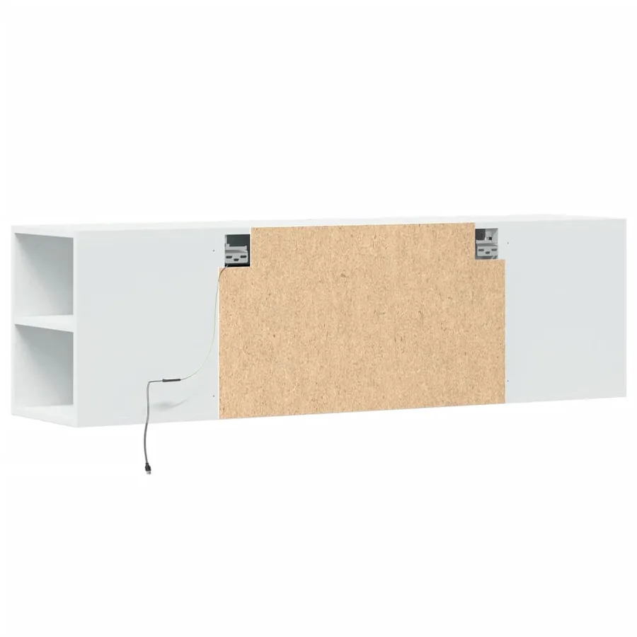 Meuble TV mural avec lumières LED blanc 135x31x39,5 cm - 8