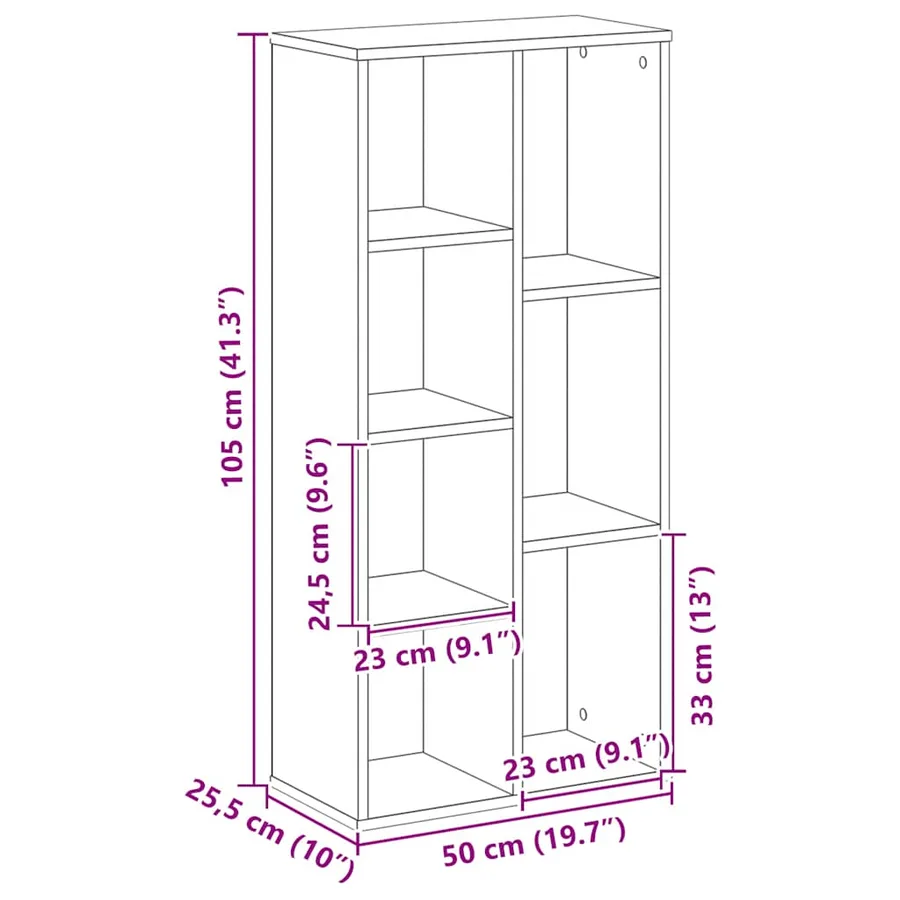 Bibliothèque chêne artisanal 50x25x105 cm bois d'ingénierie - 10