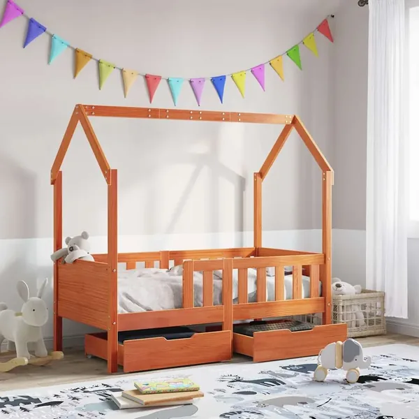 Cadre de lit enfant avec tiroirs sans matelas 80x170 cm bois