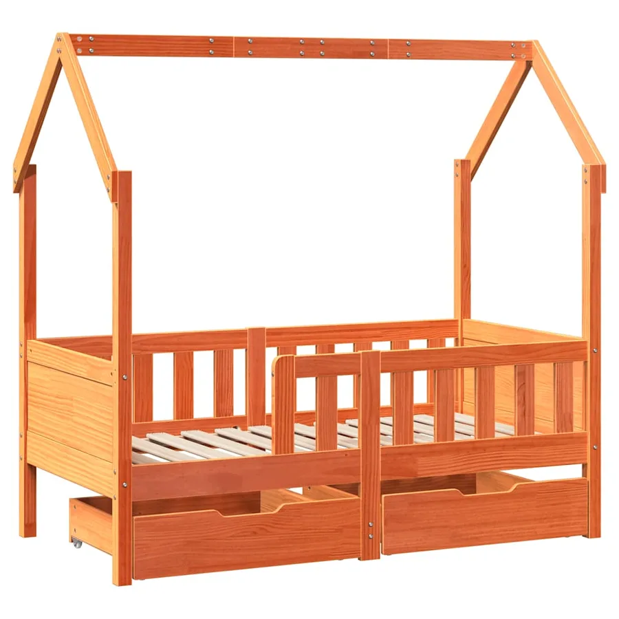 Cadre de lit enfant avec tiroirs sans matelas 80x170 cm bois - 3