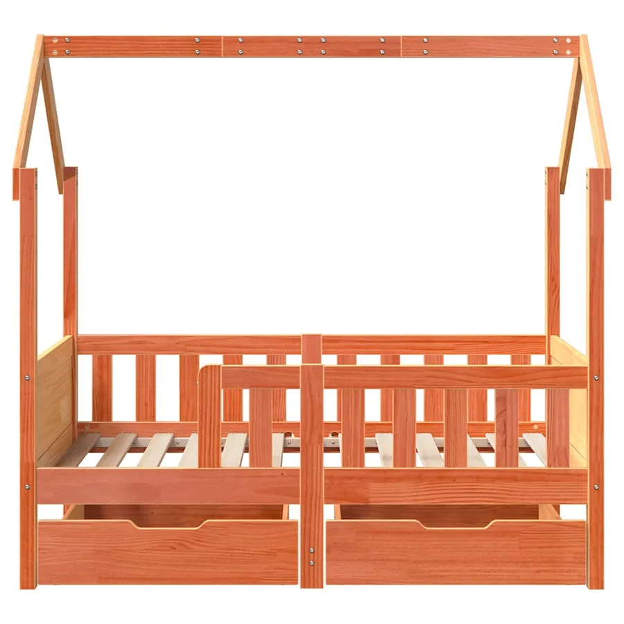 Cadre de lit enfant avec tiroirs sans matelas 80x170 cm bois - 4