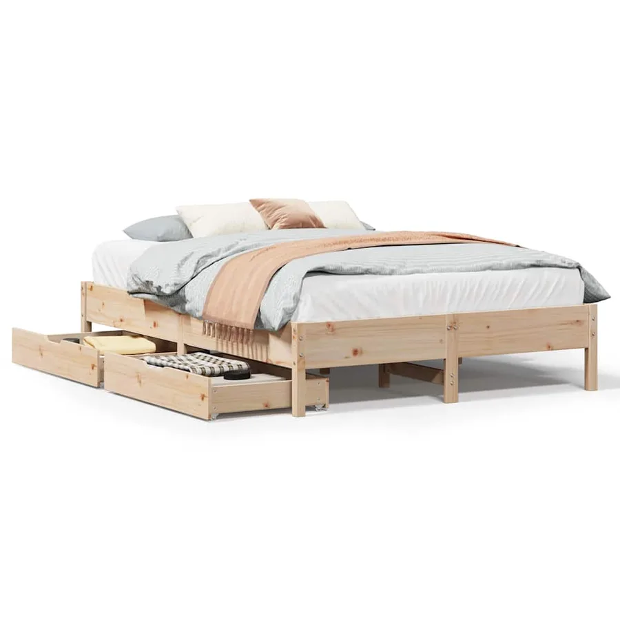 Cadre de lit sans matelas 135x190 cm bois de pin massif - 2