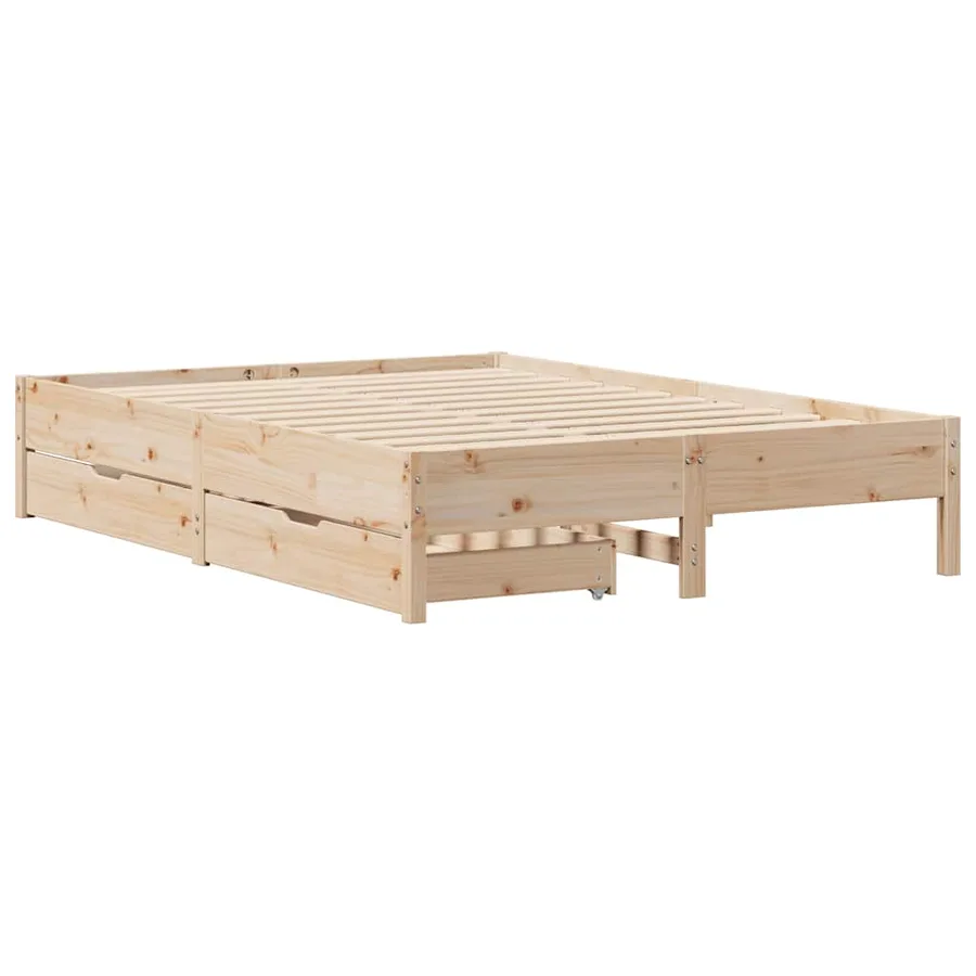 Cadre de lit sans matelas 135x190 cm bois de pin massif - 3