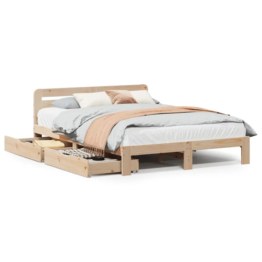 Cadre de lit sans matelas 120x190 cm bois de pin massif - 2