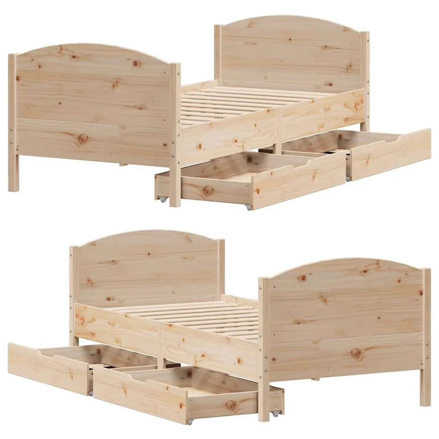 Cadre de lit sans matelas 90x190 cm bois de pin massif - 9