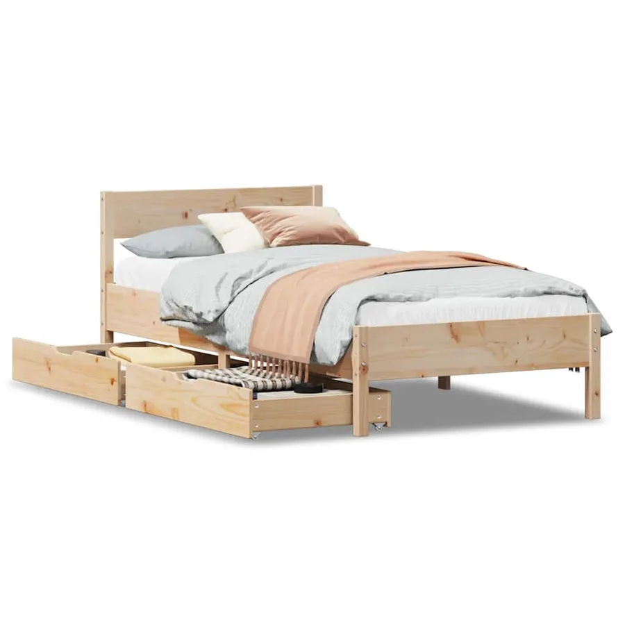 Cadre de lit sans matelas 75x190 cm bois de pin massif - 2