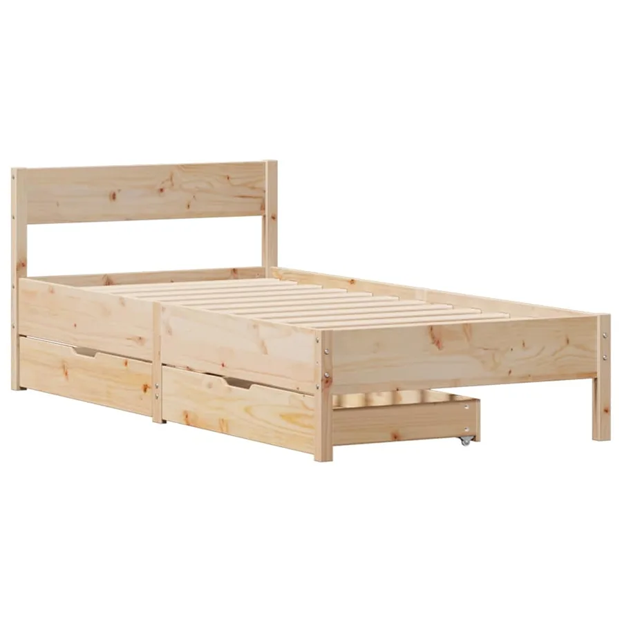 Cadre de lit sans matelas 75x190 cm bois de pin massif - 3
