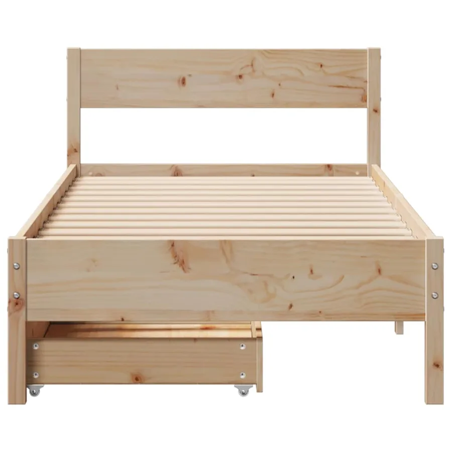 Cadre de lit sans matelas 75x190 cm bois de pin massif - 4