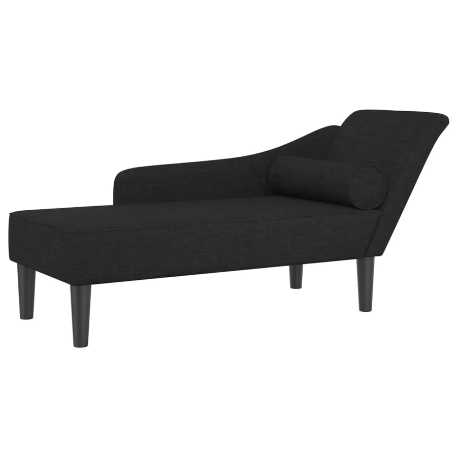 Chaise longue avec coussins noir tissu - 2