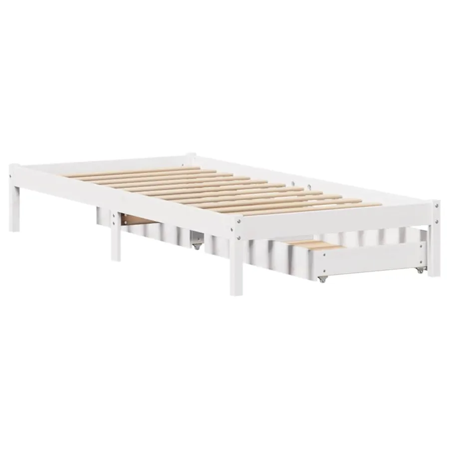 Cadre de lit sans matelas blanc 75x190 cm bois de pin massif - 6
