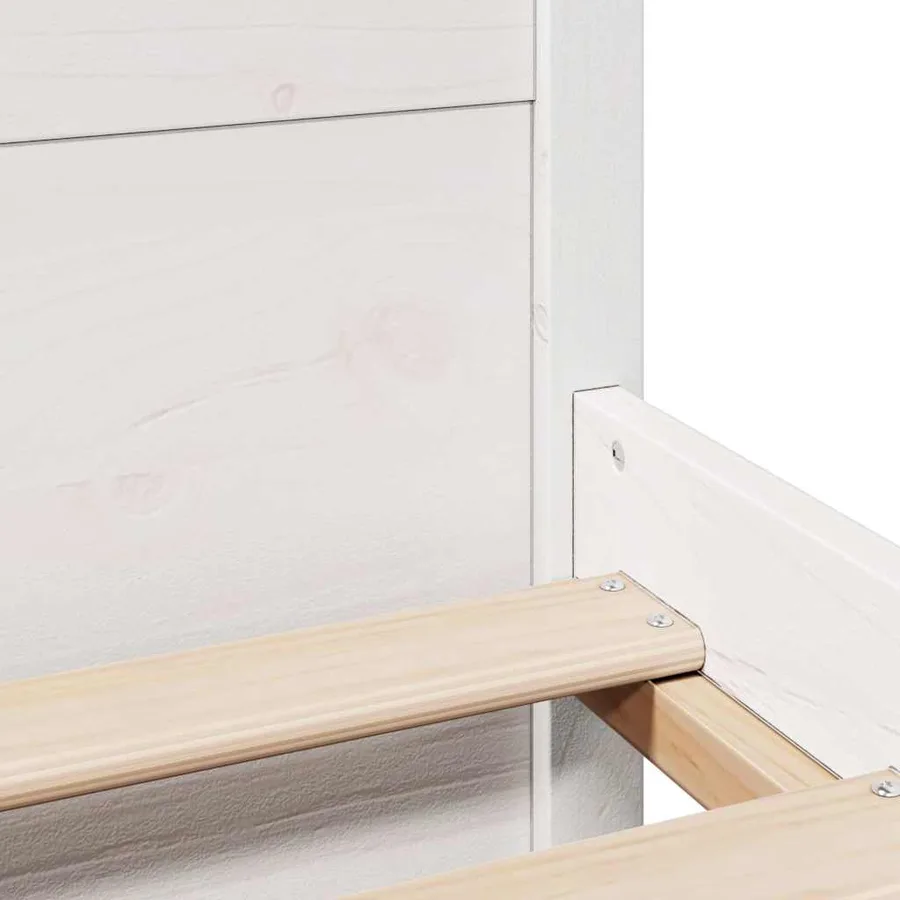 Cadre de lit sans matelas blanc 140x190 cm bois de pin massif - 10