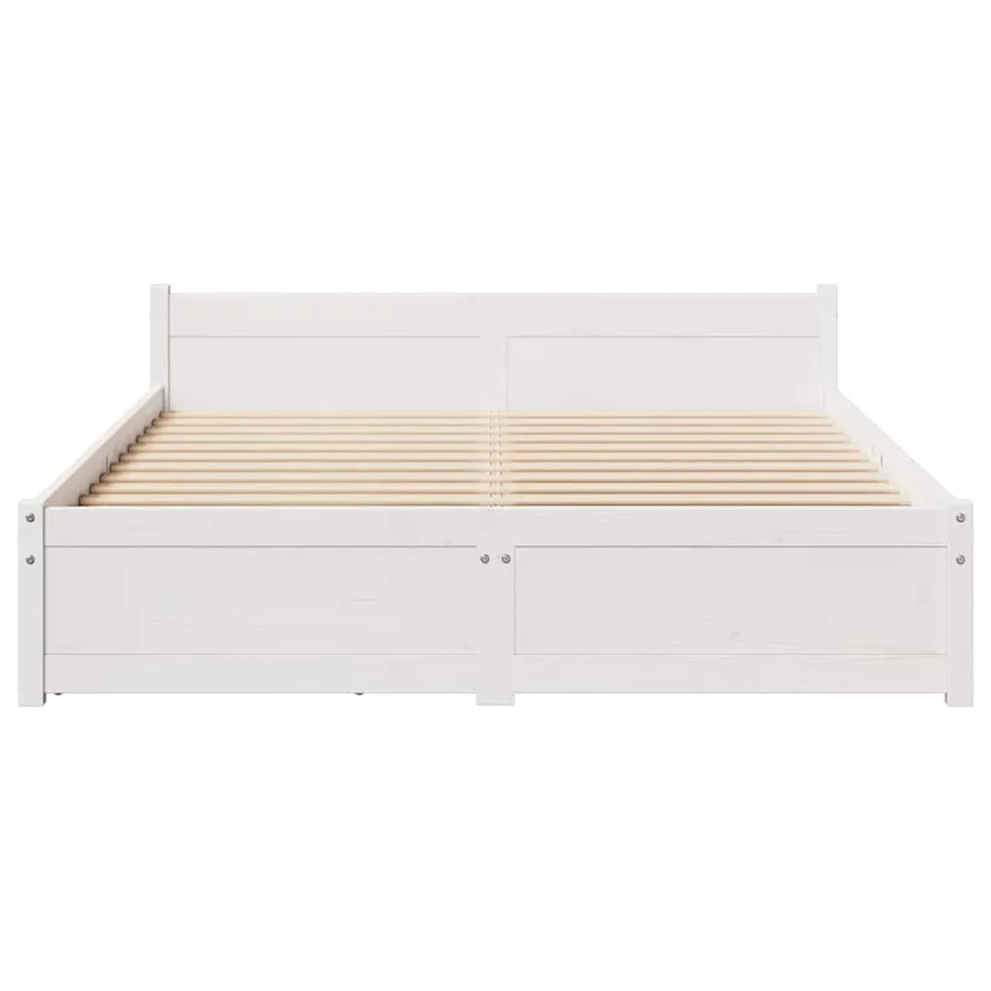 Cadre de lit sans matelas blanc 140x190 cm bois de pin massif - 4