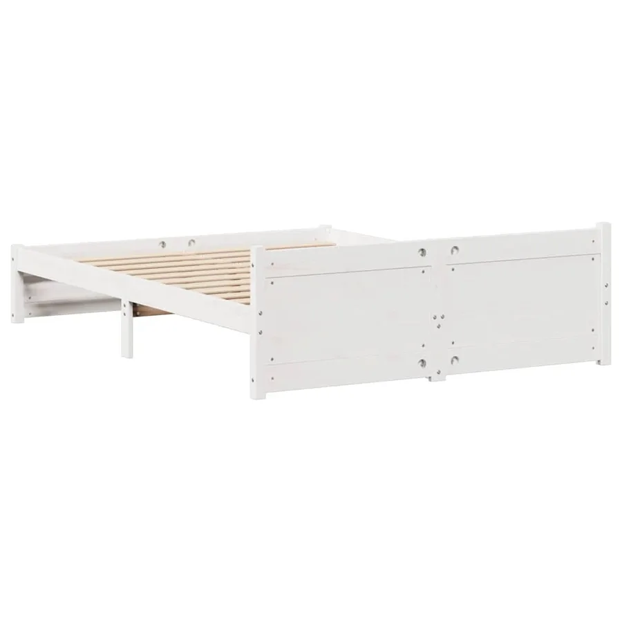 Cadre de lit sans matelas blanc 140x190 cm bois de pin massif - 8