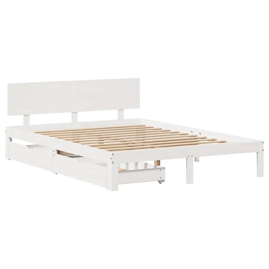 Cadre de lit avec tiroirs sans matelas blanc 140x200 cm - 3