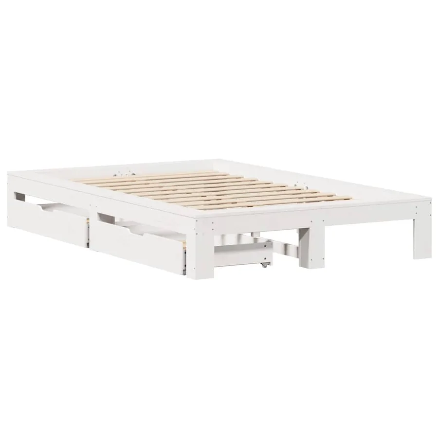 Cadre de lit sans matelas blanc 120x190 cm bois de pin massif - 3