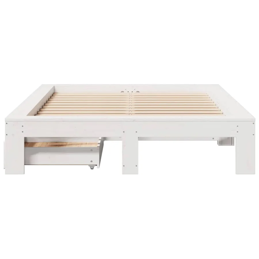 Cadre de lit sans matelas blanc 120x190 cm bois de pin massif - 4