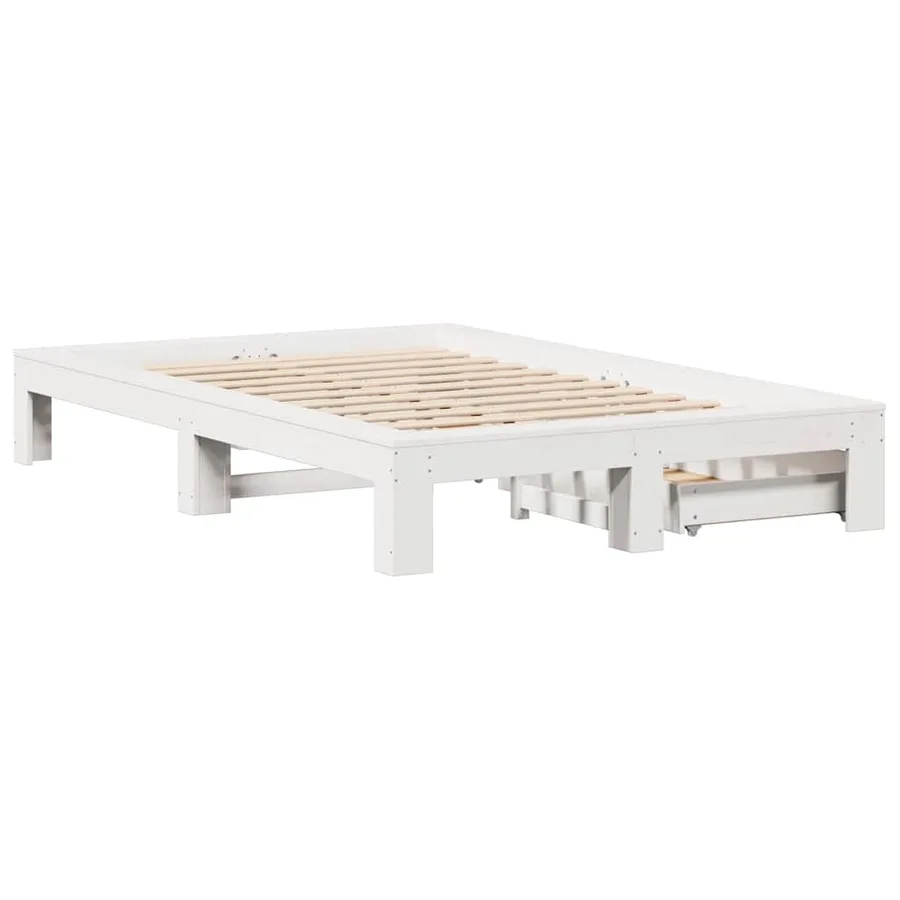Cadre de lit sans matelas blanc 120x190 cm bois de pin massif - 8