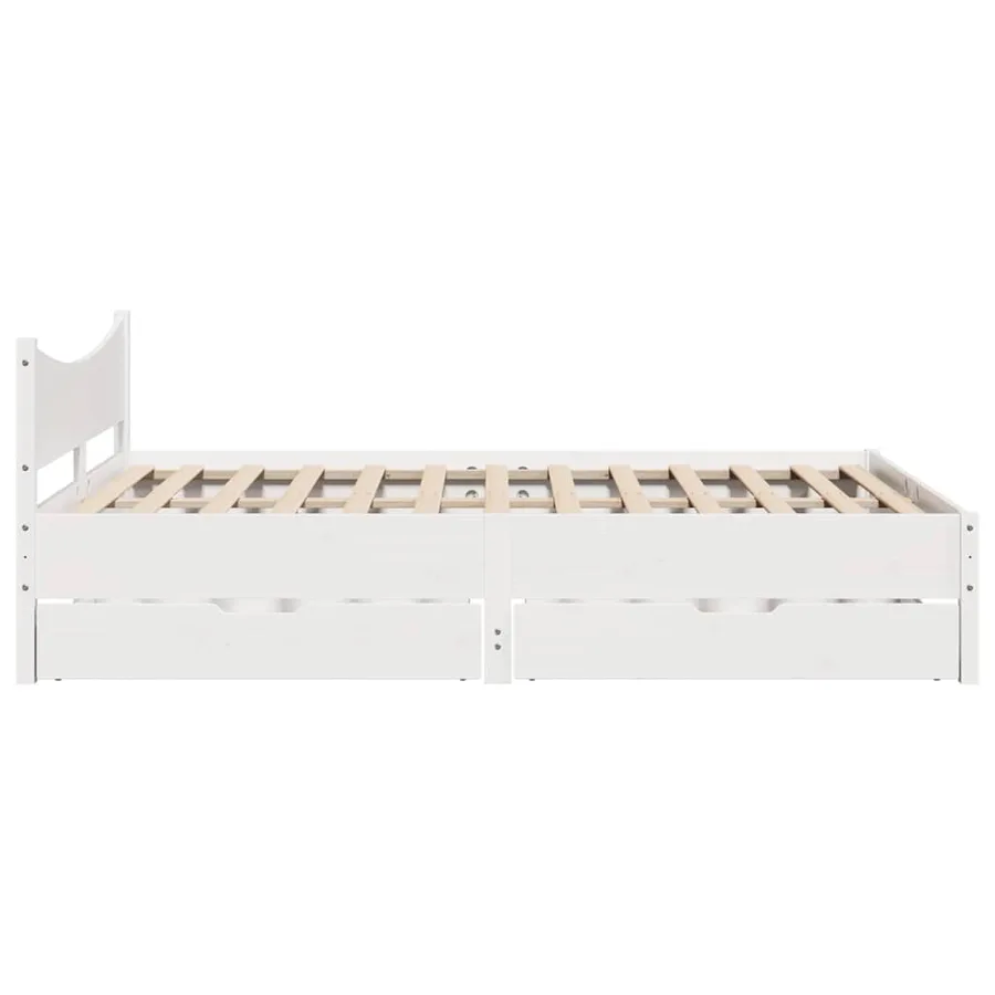 Cadre de lit avec tiroirs blanc 140x190 cm bois de pin massif - 7