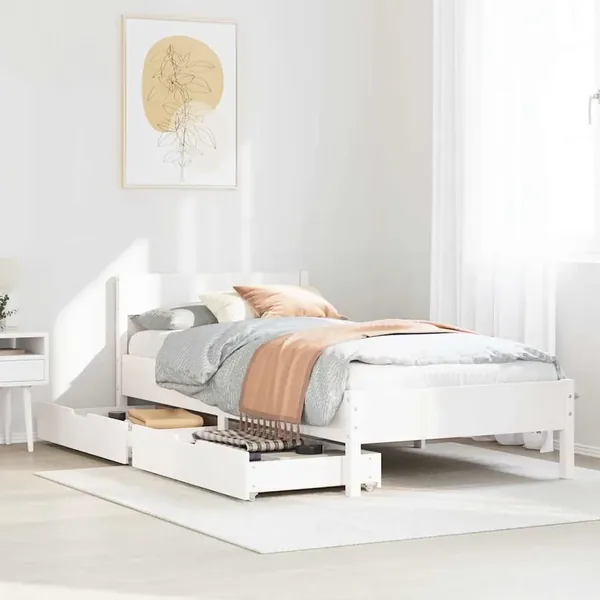 Cadre de lit sans matelas blanc 90x190 cm bois de pin massif