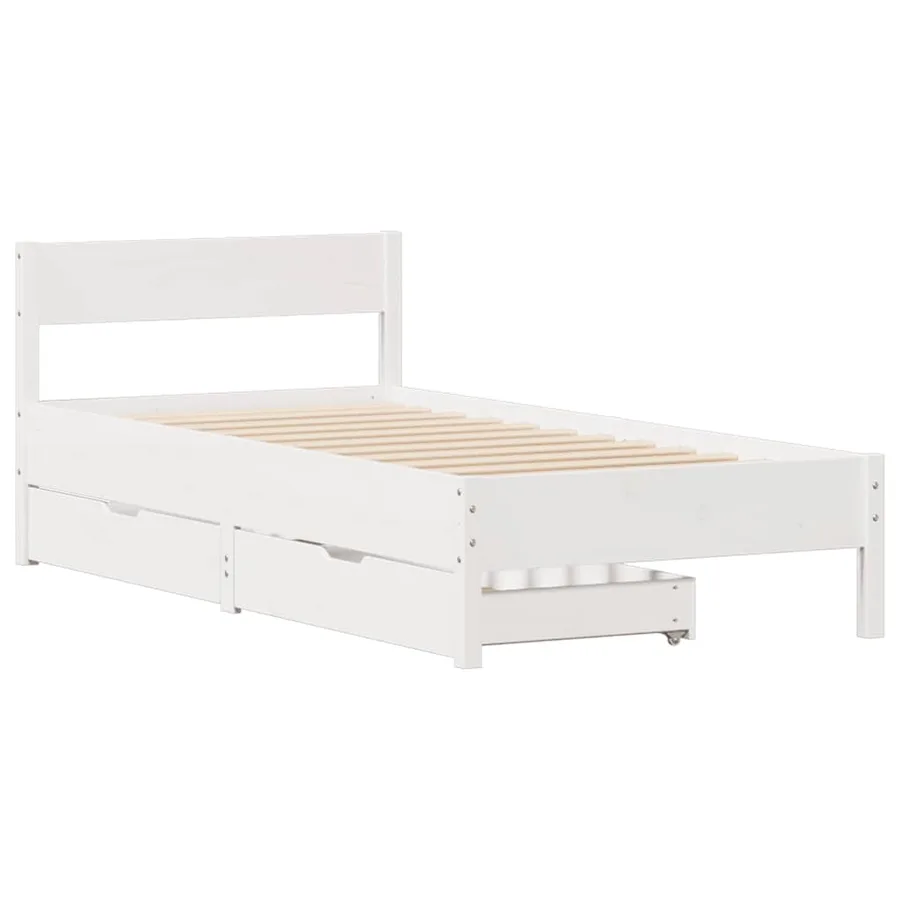 Cadre de lit sans matelas blanc 90x190 cm bois de pin massif - 3