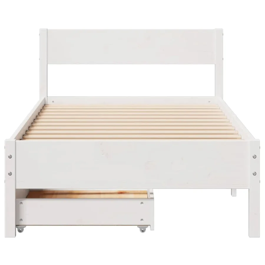 Cadre de lit sans matelas blanc 90x190 cm bois de pin massif - 4
