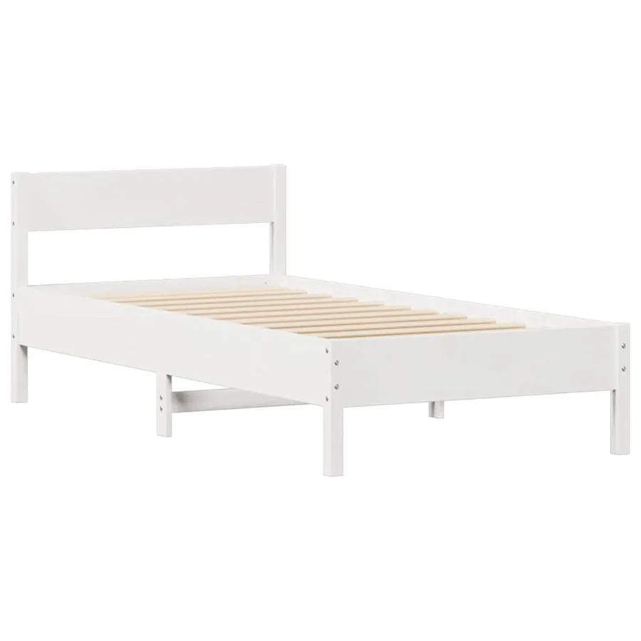 Cadre de lit sans matelas blanc 90x190 cm bois de pin massif - 5