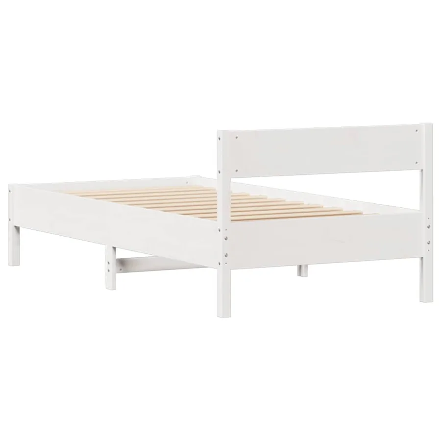 Cadre de lit sans matelas blanc 90x190 cm bois de pin massif - 8