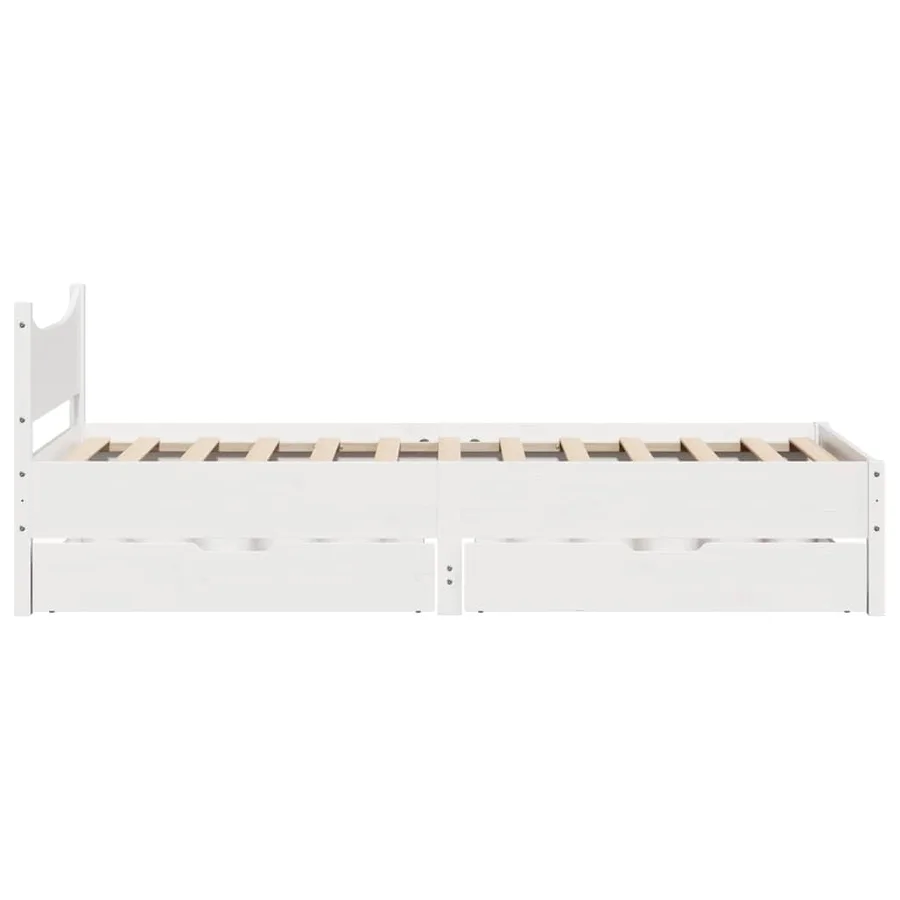Cadre de lit avec tiroirs blanc 75x190 cm bois de pin massif - 7