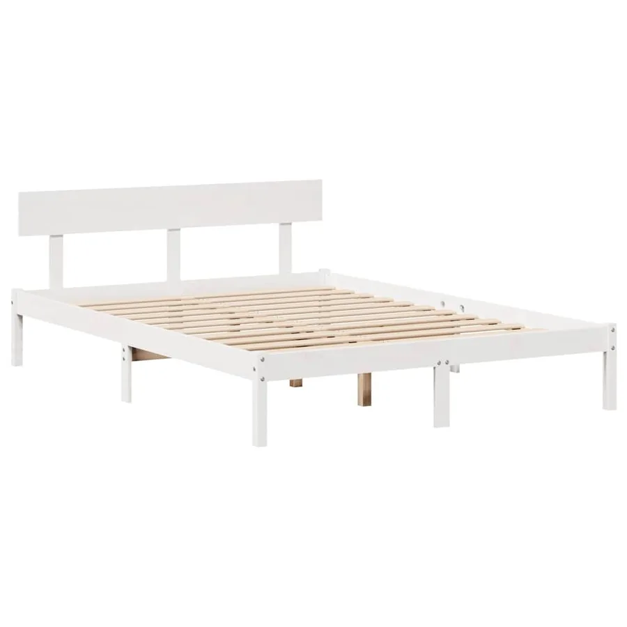 Cadre de lit sans matelas blanc 140x190 cm bois de pin massif - 7