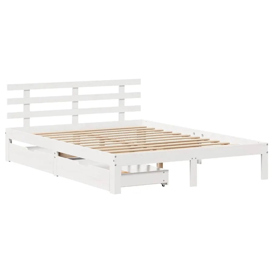 Cadre de lit avec tiroirs sans matelas blanc 160x200 cm - 3