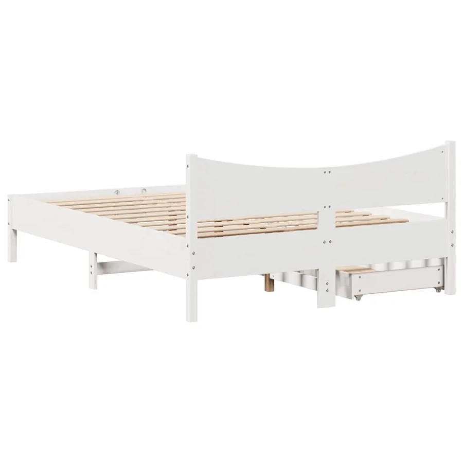 Cadre de lit avec tiroirs blanc 120x190 cm bois pin massif - 8