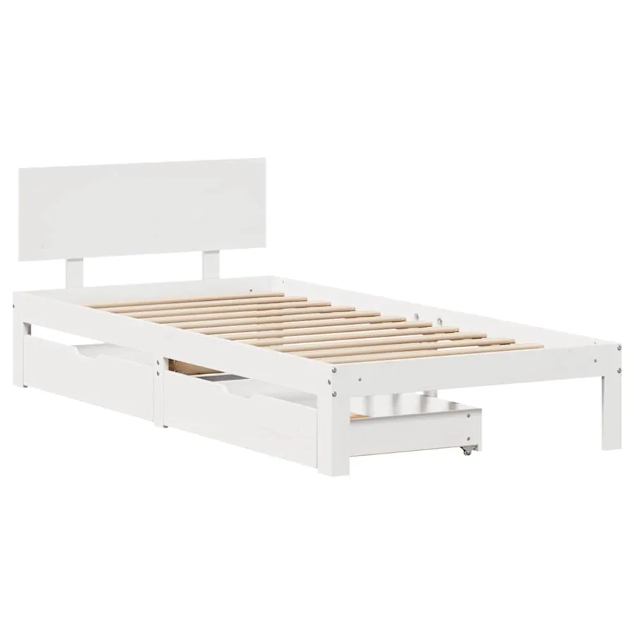 Cadre de lit avec tiroirs sans matelas blanc 90x200 cm - 3