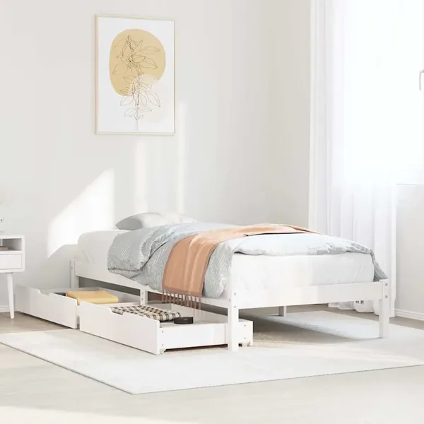 Cadre de lit sans matelas blanc 90x190 cm bois de pin massif