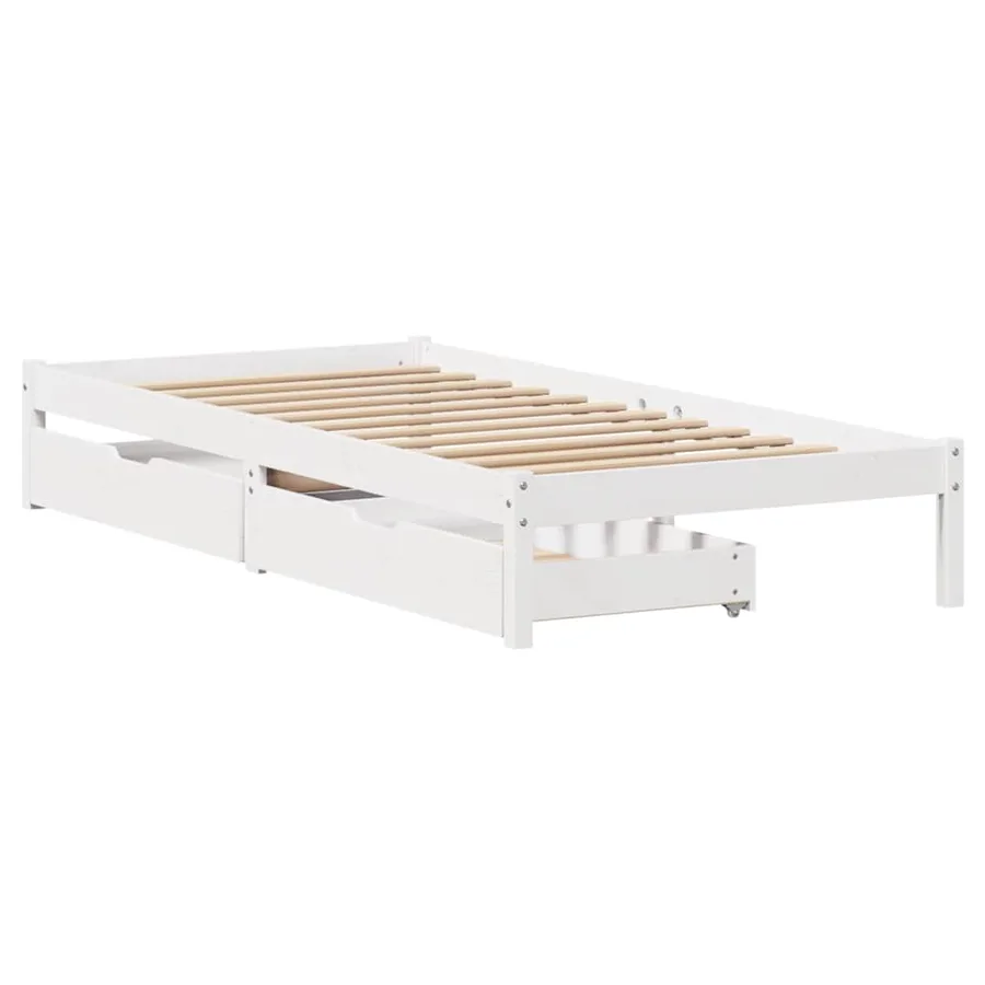 Cadre de lit sans matelas blanc 90x190 cm bois de pin massif - 3