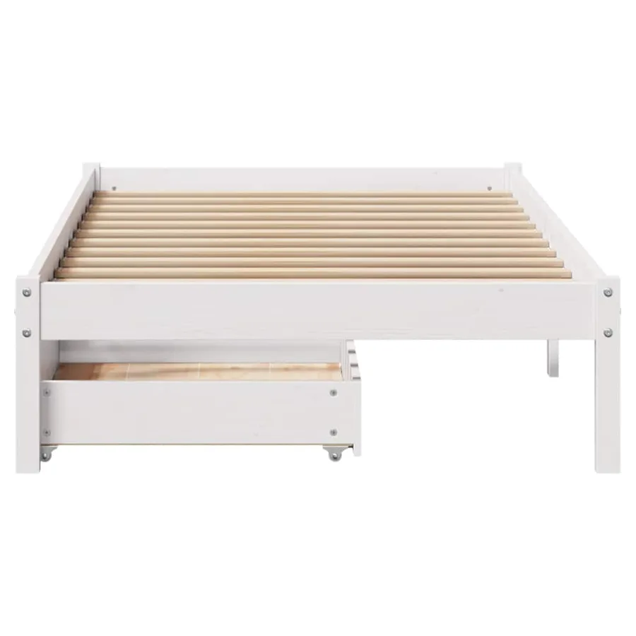Cadre de lit sans matelas blanc 90x190 cm bois de pin massif - 4